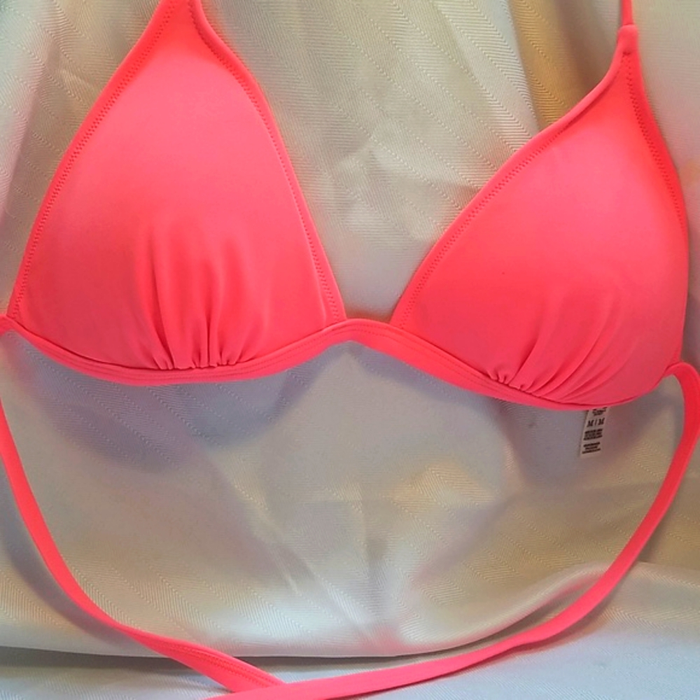 Victoria's Secret swimsuit bikini top women's M push up bra 34B pink peach EUC